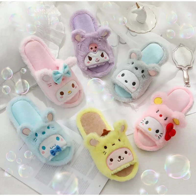 Cartoon Warm Indoor Casual Open Toe Flat Comfort Slippers For Women Cartoon Warm Indoor Casual Open Toe Flat Comfort Slippers For Women