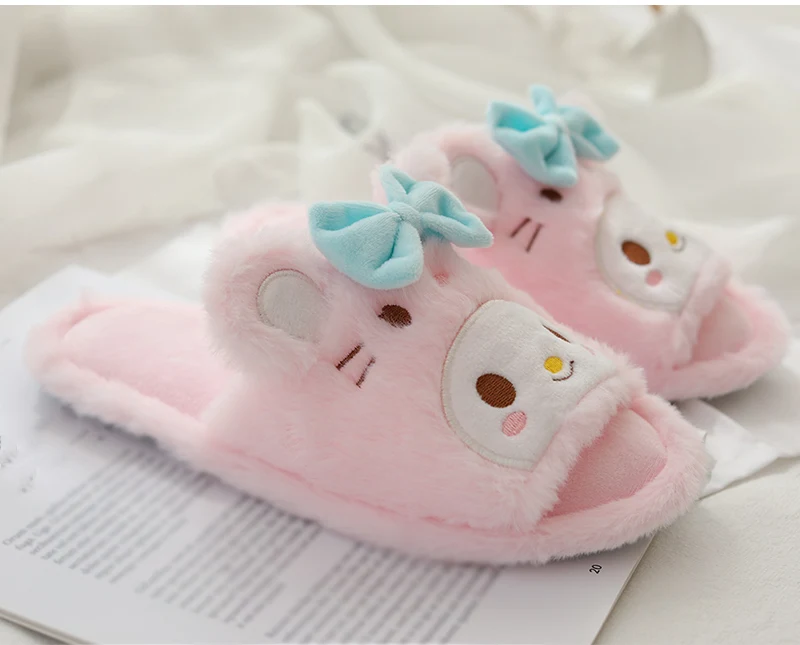 Cartoon Warm Indoor Casual Open Toe Flat Comfort Slippers For Women Cartoon Warm Indoor Casual Open Toe Flat Comfort Slippers For Women