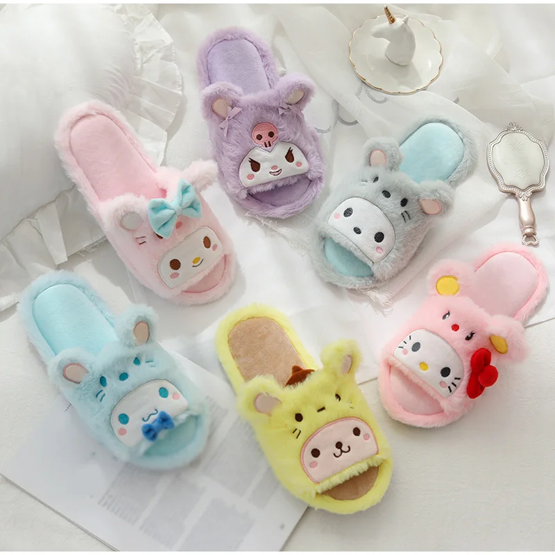 Cartoon Warm Indoor Casual Open Toe Flat Comfort Slippers For Women Cartoon Warm Indoor Casual Open Toe Flat Comfort Slippers For Women