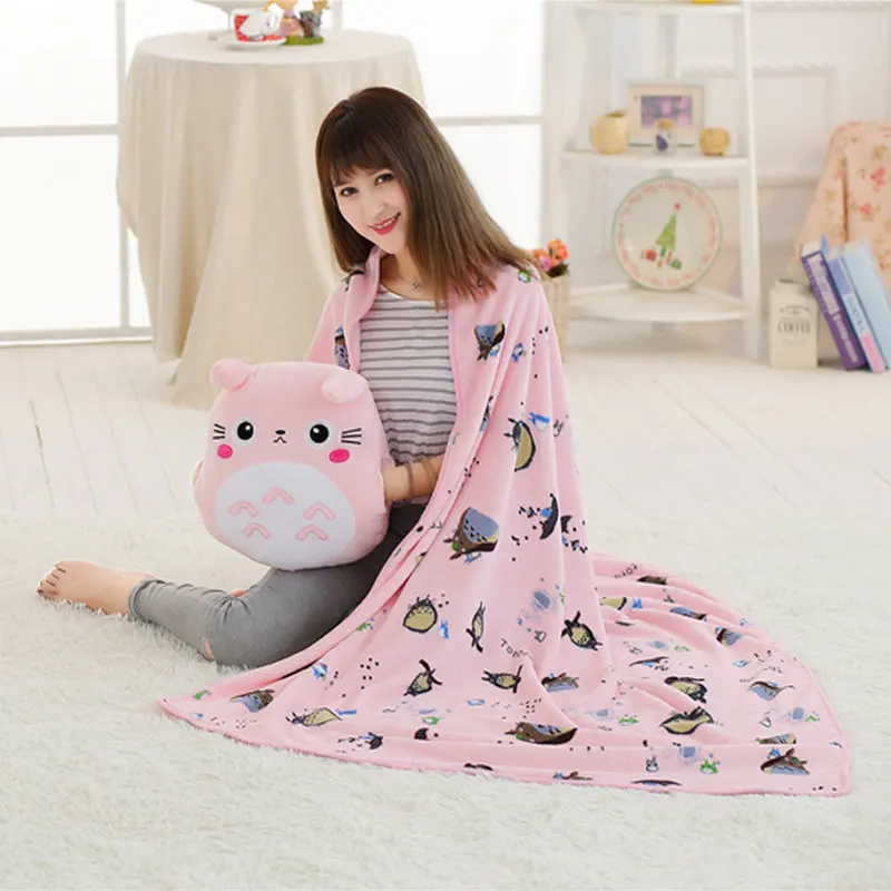 Totoro Soft Flannel Blanket And Stuffed Toy Pillow