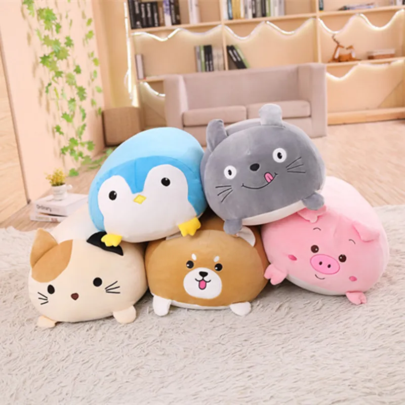 Animal Cartoon Fat Dog/Cat/Totoro/Penguin/Pig/Frog Plush Toy Stuffed Cushion Pillow