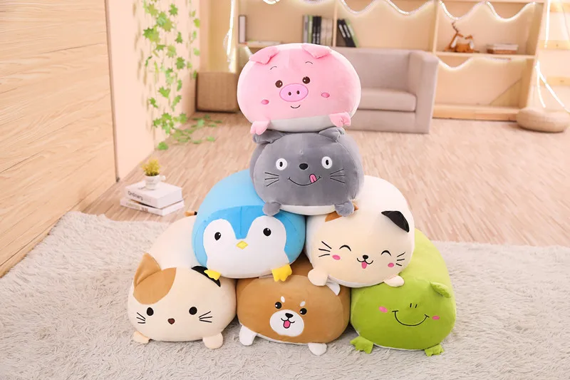 Animal Cartoon Fat Dog/Cat/Totoro/Penguin/Pig/Frog Plush Toy Stuffed Cushion Pillow