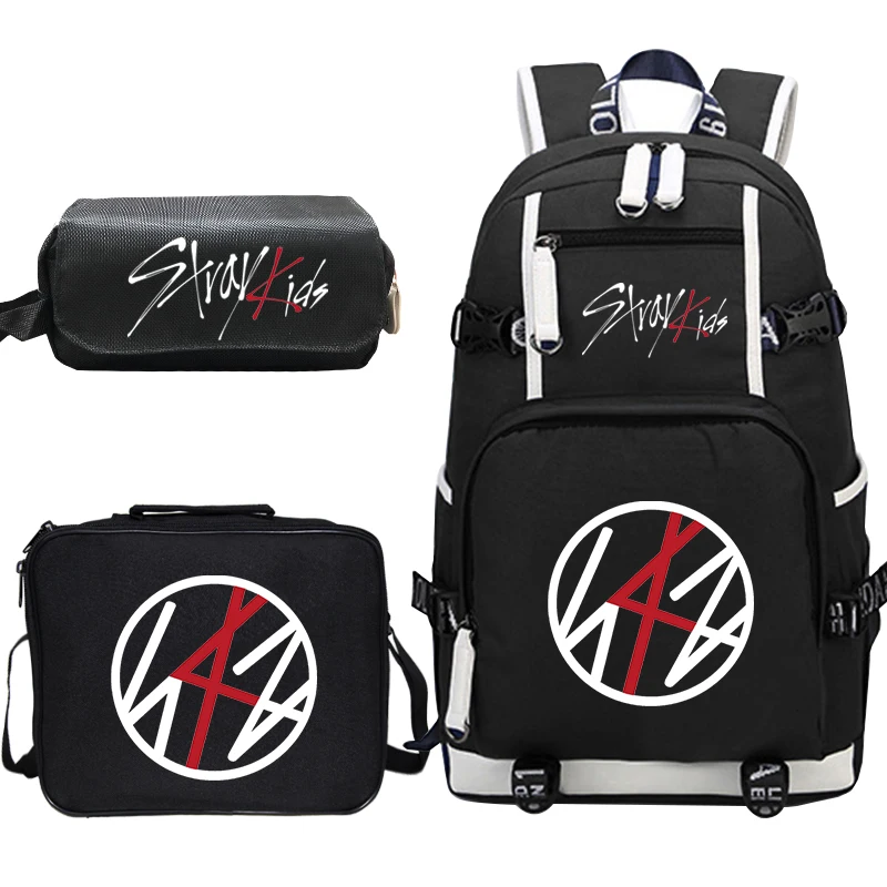 Stray Kids Prints Casual Backpack, Lunch Bag, Pencil Case For Unisex