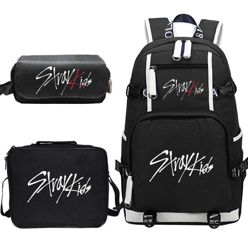 Stray Kids Prints Casual Backpack, Lunch Bag, Pencil Case For Unisex