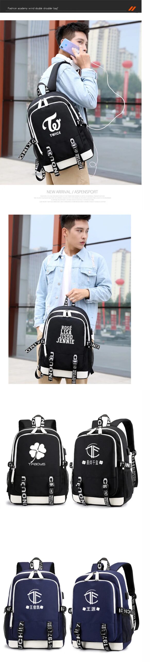 K-Pop Stray Kids Jisung Woojin Seungmin Minho Jeongin Felix Changbin Hyunjin Ljj626 School Bag