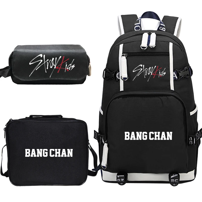 K-Pop Stray Kids Backpack, Lunch Bag, Pencil Case 3pcs/set K-Pop Stray Kids Backpack, Lunch Bag, Pencil Case 3pcs/set