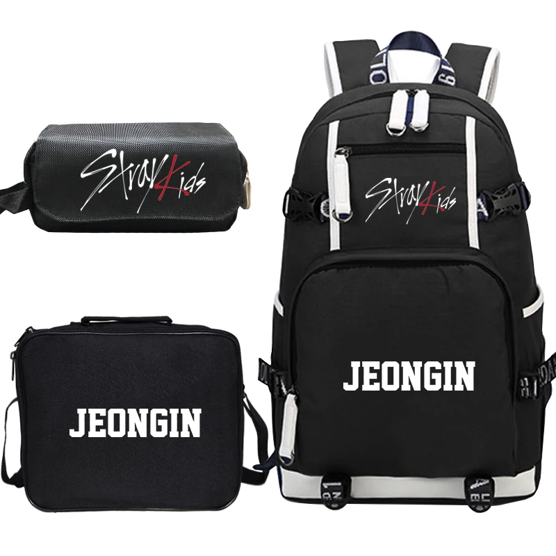 K-Pop Stray Kids Backpack, Lunch Bag, Pencil Case 3pcs/set K-Pop Stray Kids Backpack, Lunch Bag, Pencil Case 3pcs/set