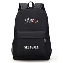 K-Pop Stray Kids Miroh Bang Chan Lee Felix Kim Woo Jin School Black Backpack K-Pop Stray Kids Miroh Bang Chan Lee Felix Kim Woo Jin School Black Backpack