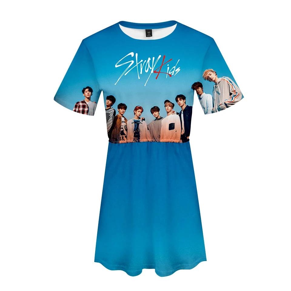 K-Pop Stray Kids 3D Printed Short Sleeve Dress For Women
