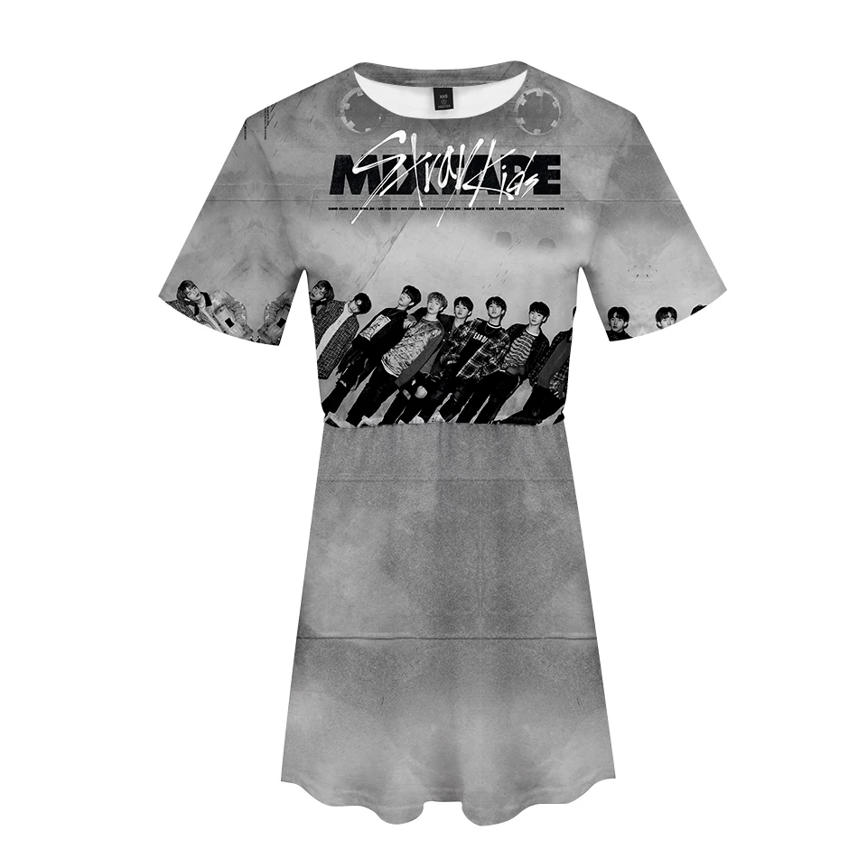 K-Pop Stray Kids 3D Printed Short Sleeve Dress For Women