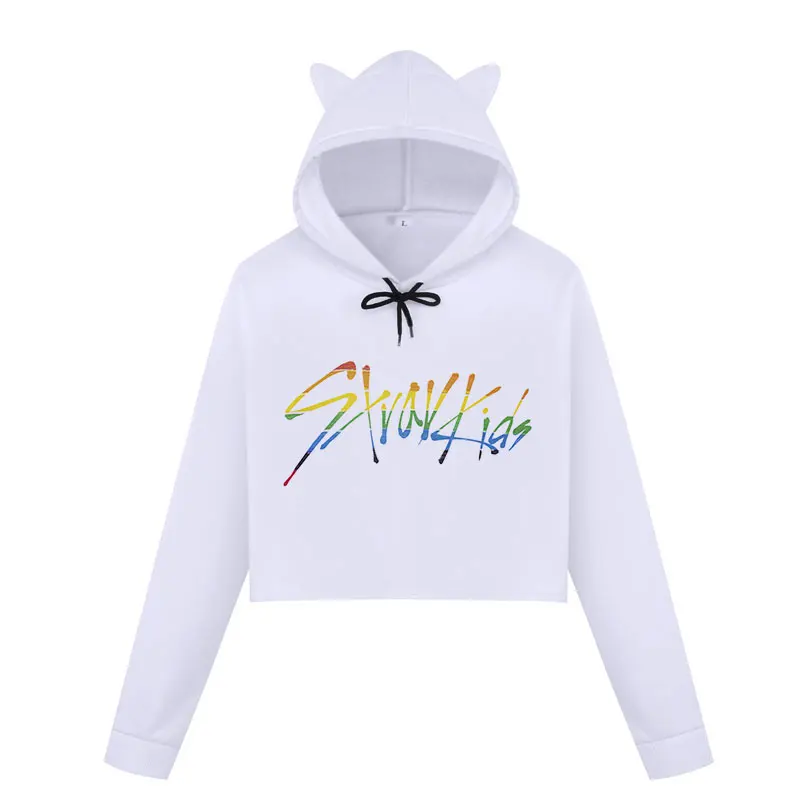 Stray Kids K-Pop Printed Casual Crop Top Hoodies Stray Kids K-Pop Printed Casual Crop Top Hoodies