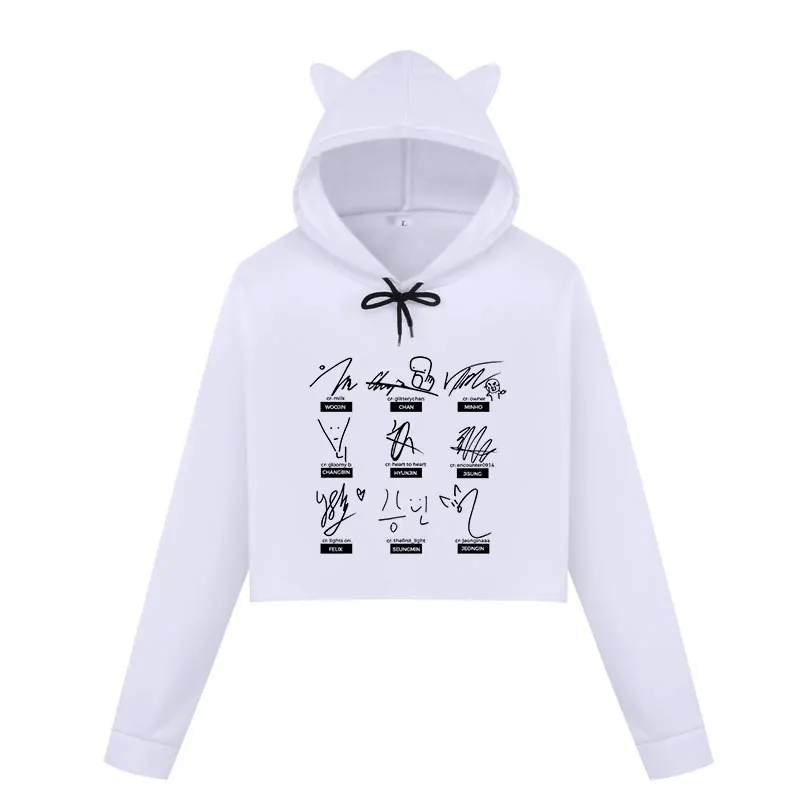Stray Kids K-Pop Printed Casual Crop Top Hoodies Stray Kids K-Pop Printed Casual Crop Top Hoodies