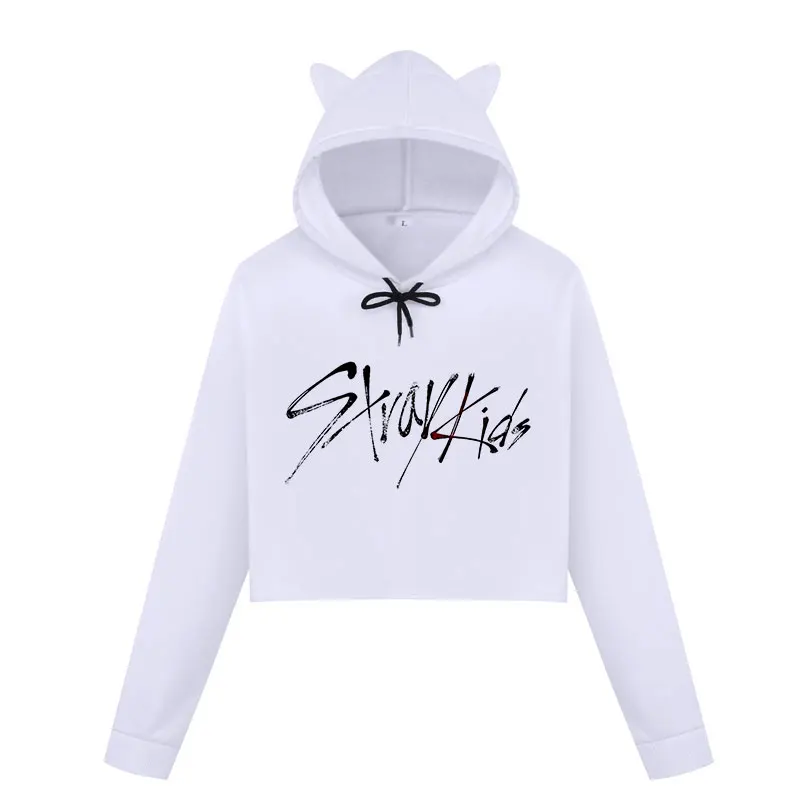 Stray Kids K-Pop Printed Casual Crop Top Hoodies Stray Kids K-Pop Printed Casual Crop Top Hoodies