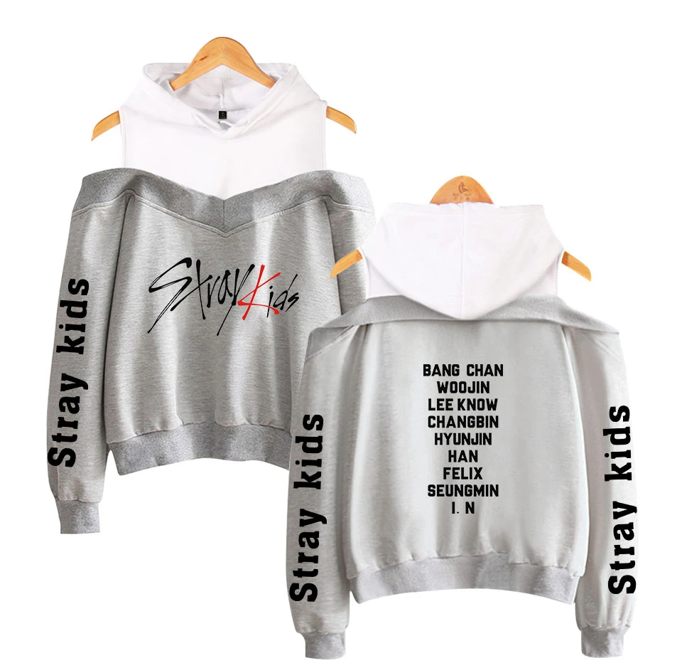 Stray Kids K-Pop Off-Shoulder Hoodies For Women