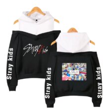 Stray Kids K-Pop Off-Shoulder Hoodies For Women Stray Kids K-Pop Off-Shoulder Hoodies For Women