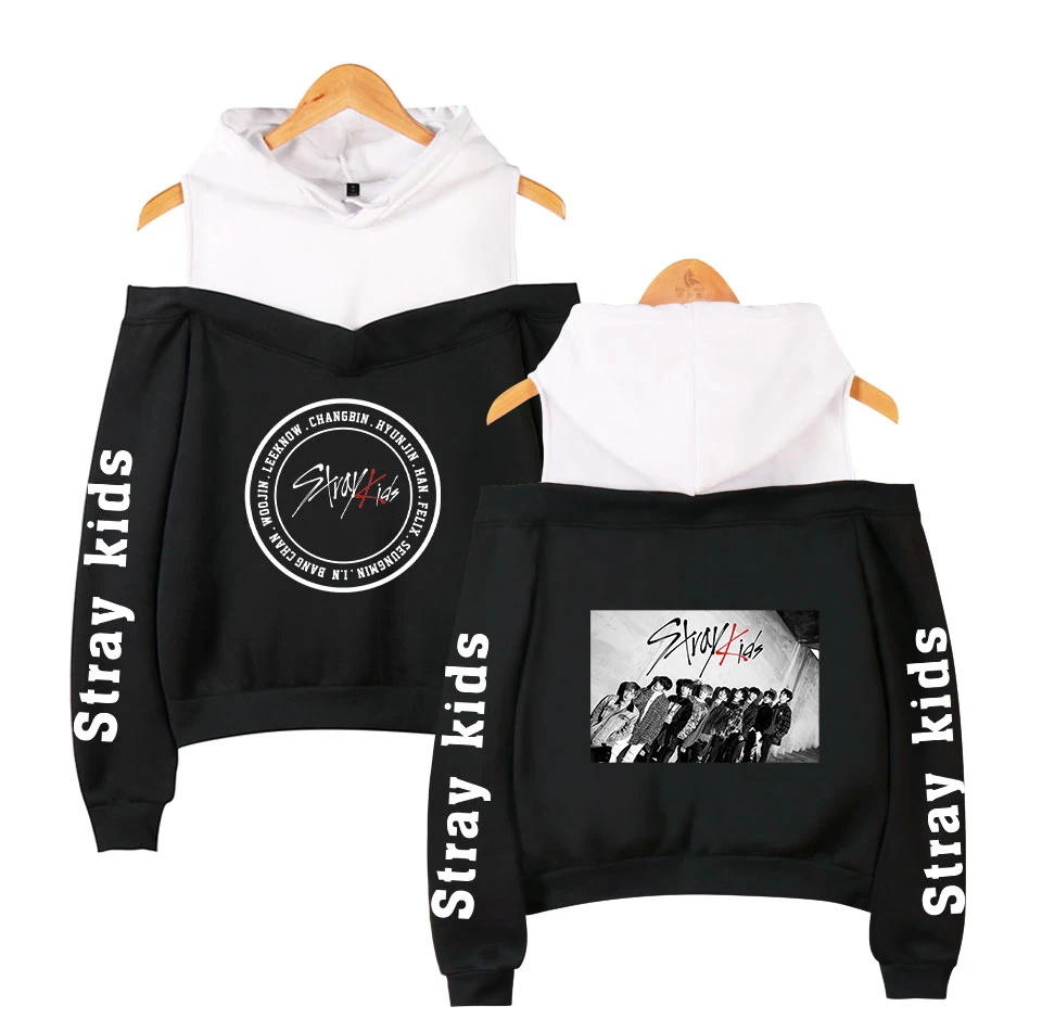 Stray Kids K-Pop Off-Shoulder Hoodies For Women