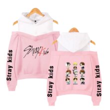 Stray Kids K-Pop Off-Shoulder Hoodies For Women Stray Kids K-Pop Off-Shoulder Hoodies For Women