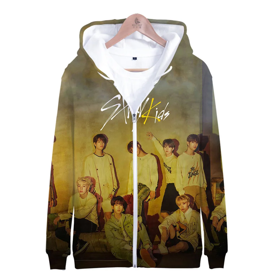 K-Pop Stray Kids 3D Printed Long Sleeve Zipper Unisex Hoodies
