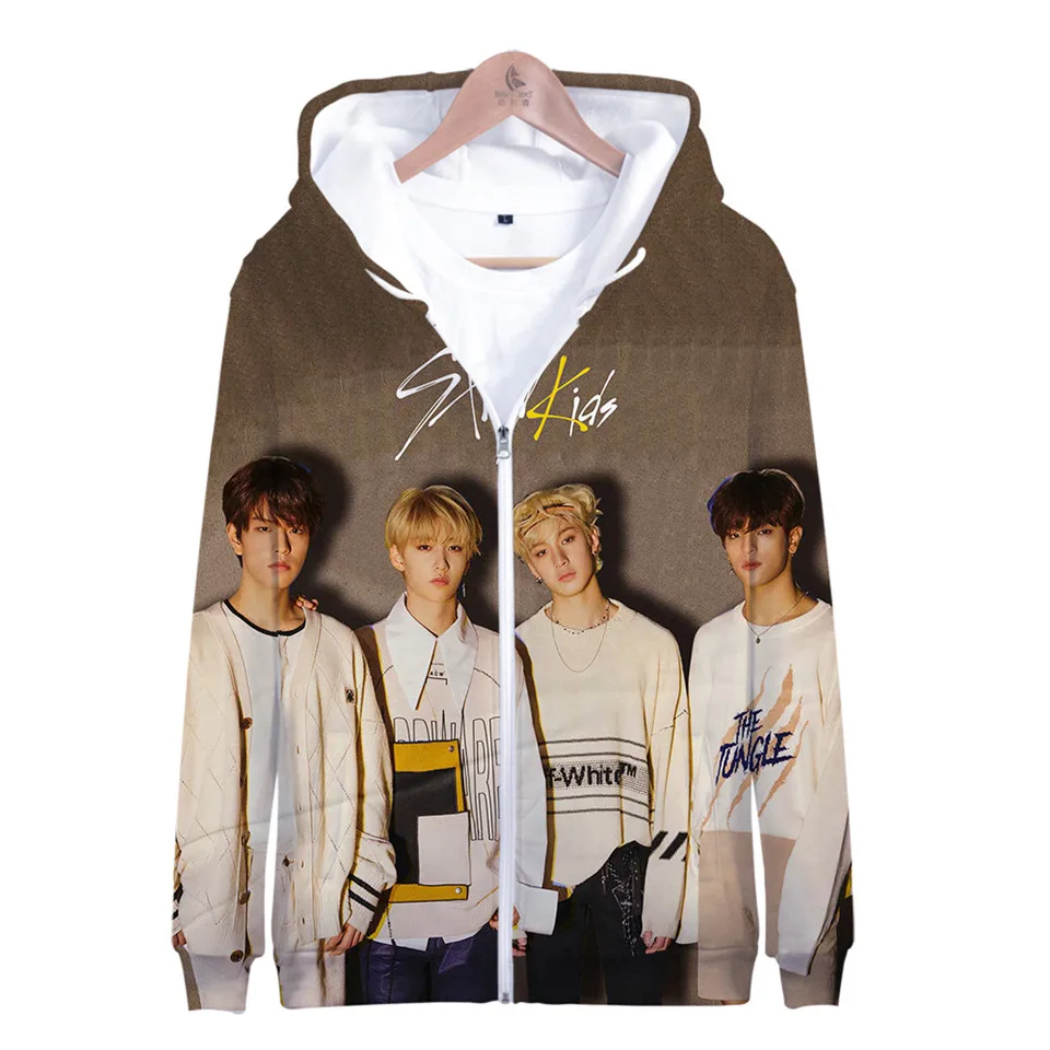 K-Pop Stray Kids 3D Printed Long Sleeve Zipper Unisex Hoodies