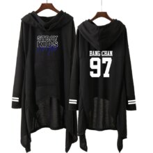 K-Pop Idol Stray Kids Spring Black Hoodies For Women K-Pop Idol Stray Kids Spring Black Hoodies For Women