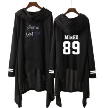 K-Pop Idol Stray Kids Spring Black Hoodies For Women K-Pop Idol Stray Kids Spring Black Hoodies For Women