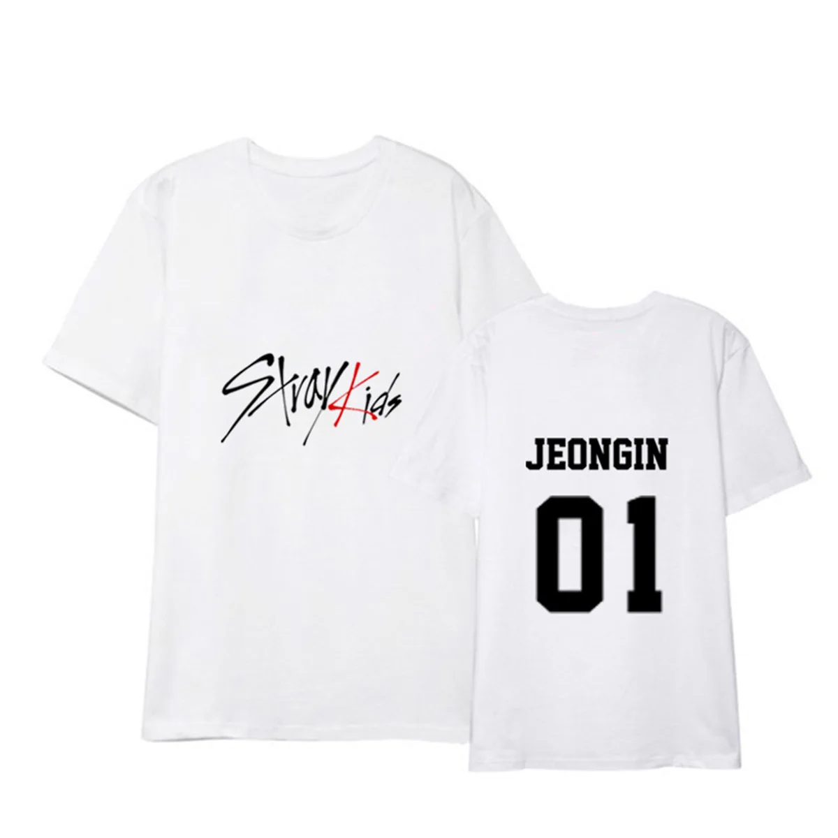 K-Pop Stray Kids Bangchan Jeongin Felix Woojin Casual Short Sleeve T-Shirt K-Pop Stray Kids Bangchan Jeongin Felix Woojin Casual Short Sleeve T-Shirt