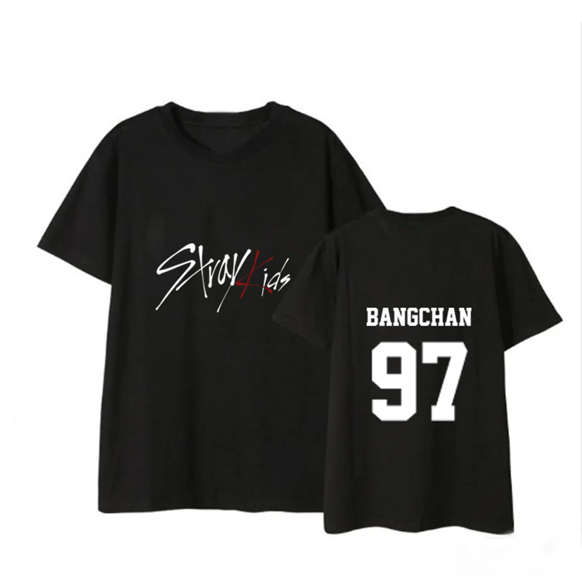 K-Pop Stray Kids Bangchan Jeongin Felix Woojin Casual Short Sleeve T-Shirt K-Pop Stray Kids Bangchan Jeongin Felix Woojin Casual Short Sleeve T-Shirt