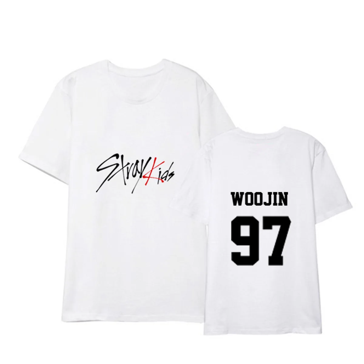 K-Pop Stray Kids Bangchan Jeongin Felix Woojin Casual Short Sleeve T-Shirt K-Pop Stray Kids Bangchan Jeongin Felix Woojin Casual Short Sleeve T-Shirt