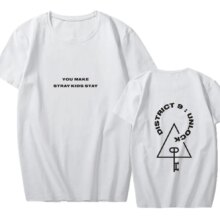 K-Pop Stray Kids Concert District 9 Unlock Print Short Sleeve T-Shirt K-Pop Stray Kids Concert District 9 Unlock Print Short Sleeve T-Shirt