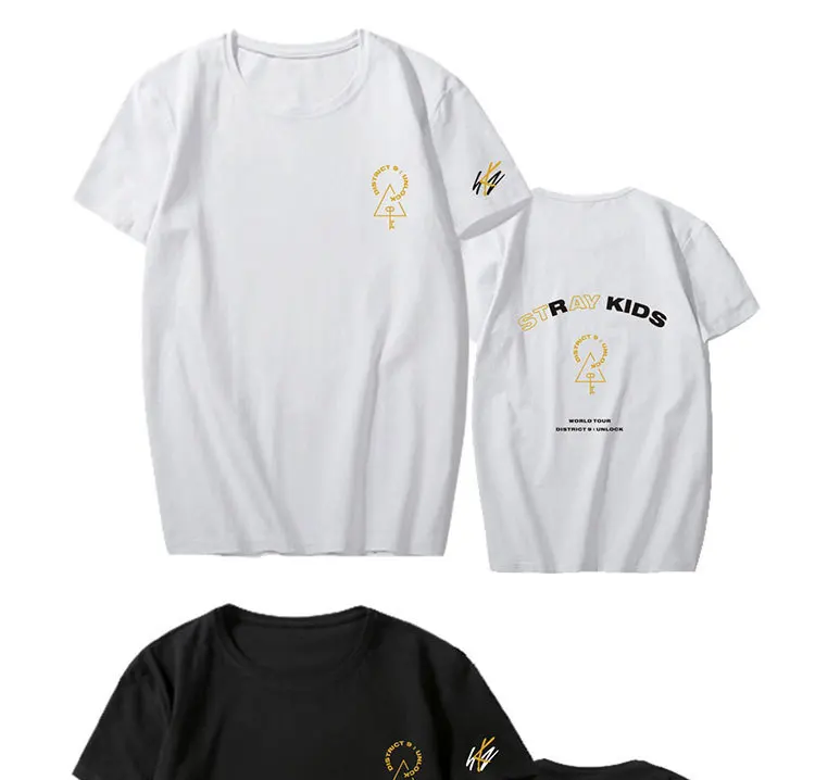 K-Pop Stray Kids Concert District 9 Unlock Print Short Sleeve T-Shirt K-Pop Stray Kids Concert District 9 Unlock Print Short Sleeve T-Shirt