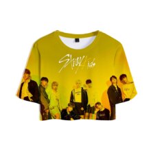 Stray Kids 3D Print High-Quality Short Sleeve Crop Tops For Women Stray Kids 3D Print High-Quality Short Sleeve Crop Tops For Women