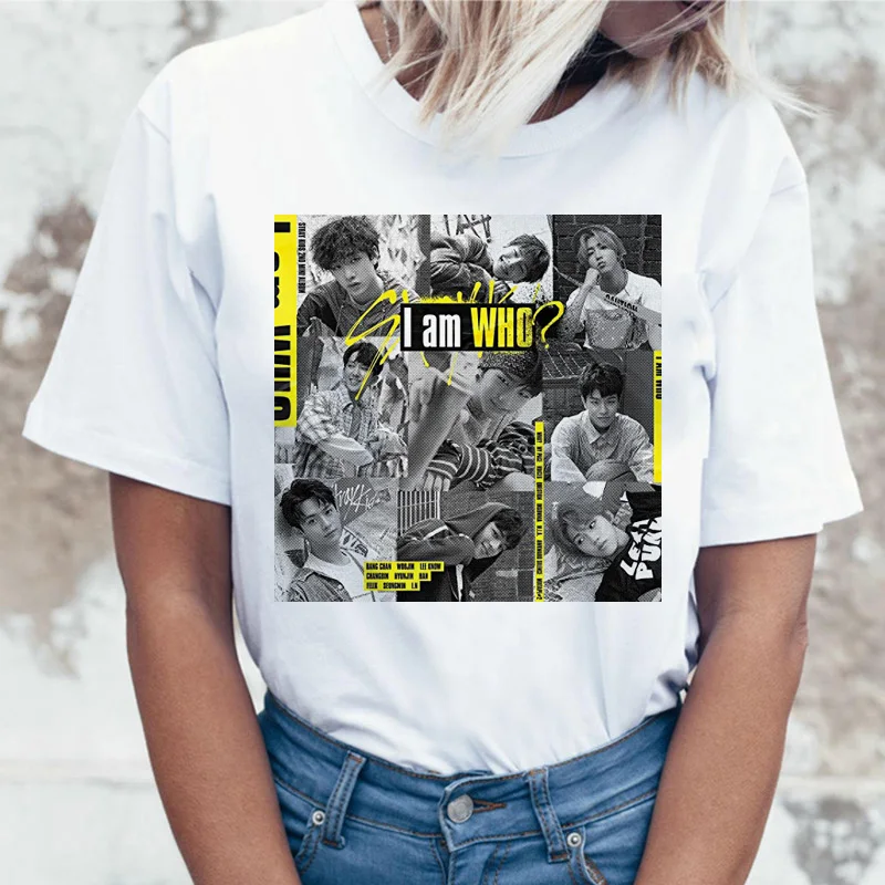 Stray Kids I Am Who Print Harajuku Ulzzang T-Shirt Stray Kids I Am Who Print Harajuku Ulzzang T-Shirt