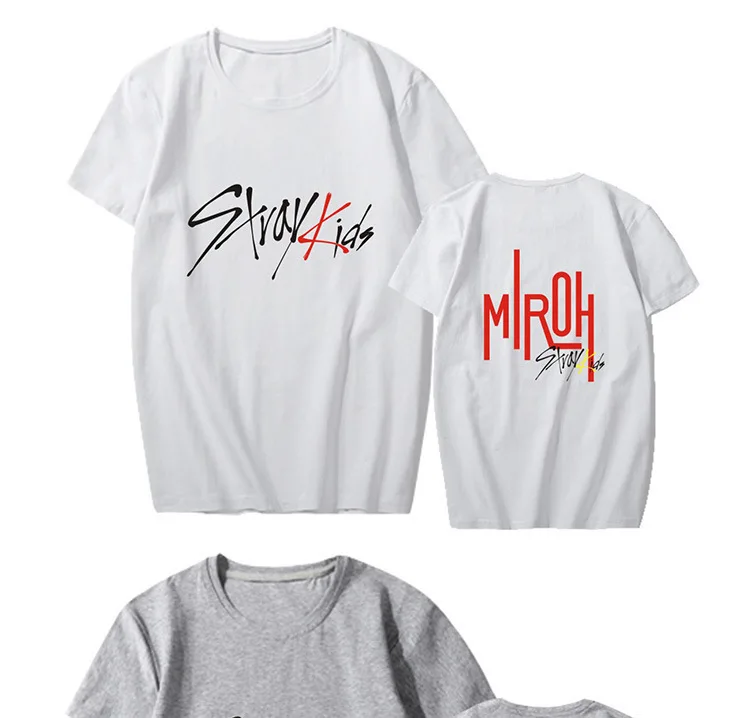 Stray Kids, Miroh Letter Print Short Sleeve T-Shirts Stray Kids, Miroh Letter Print Short Sleeve T-Shirts