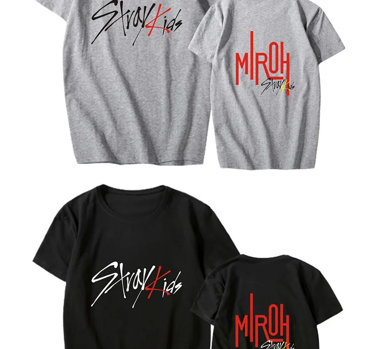 Stray Kids, Miroh Letter Print Short Sleeve T-Shirts Stray Kids, Miroh Letter Print Short Sleeve T-Shirts