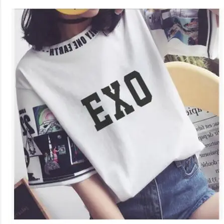 K-Pop Exo Loose & Round Collar Harajuku Half Sleeve T-Shirt