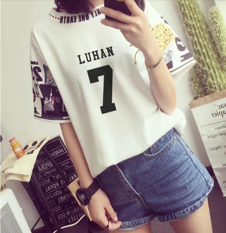 K-Pop Exo Loose & Round Collar Harajuku Half Sleeve T-Shirt