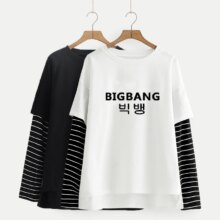 Exo Monster Bigbang Printed Long Sleeve Casual T-Shirt Exo Monster Bigbang Printed Long Sleeve Casual T-Shirt