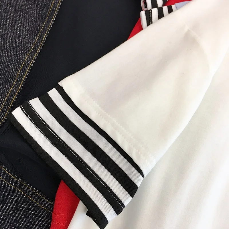 Exo K-Pop Wild Student Splice Round Collar T-Shirt