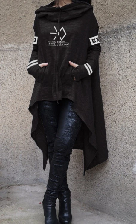 Exo Print Casual Long Sleeve & Skirt Hoodies