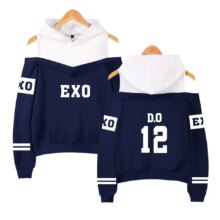 Exo K-Pop Off Shoulder Casual Hoodies For Women Exo K-Pop Off Shoulder Casual Hoodies For Women