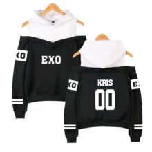 Exo K-Pop Off Shoulder Casual Hoodies For Women Exo K-Pop Off Shoulder Casual Hoodies For Women