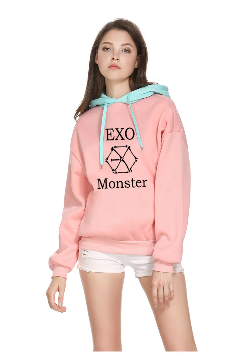 Exo K-Pop Stitching Long Sleeve Casual Hoodies