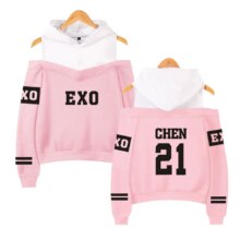 Exo K-Pop Off Shoulder Hoodies For Women Exo K-Pop Off Shoulder Hoodies For Women