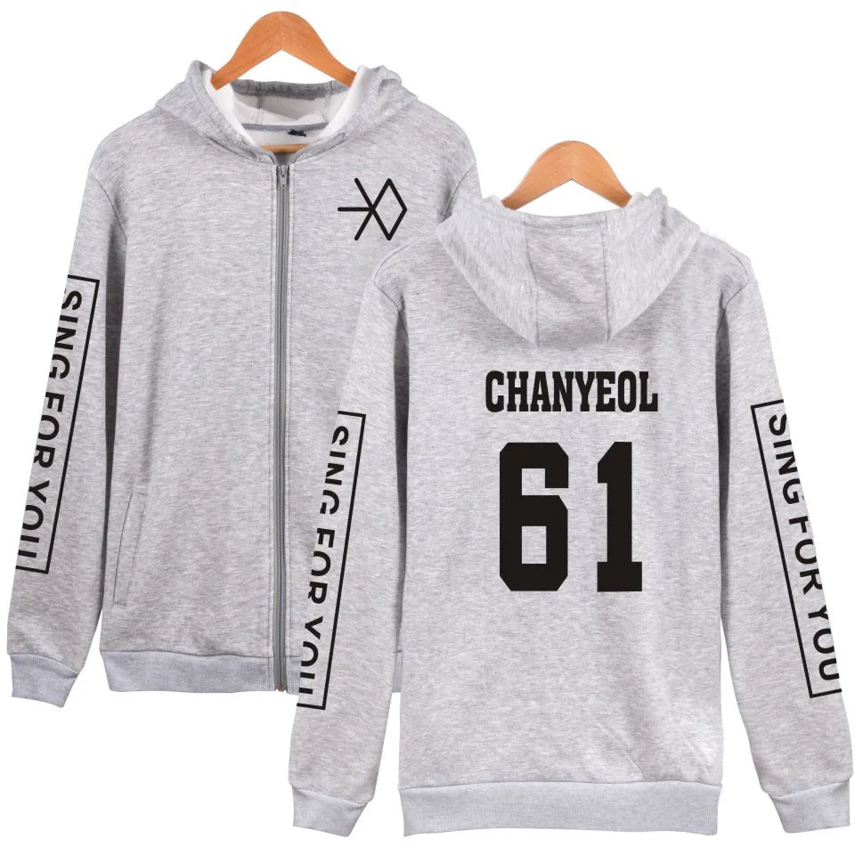 K-Pop Zipper Exo Chan Yeol Kris Unisex Hoodies K-Pop Zipper Exo Chan Yeol Kris Unisex Hoodies