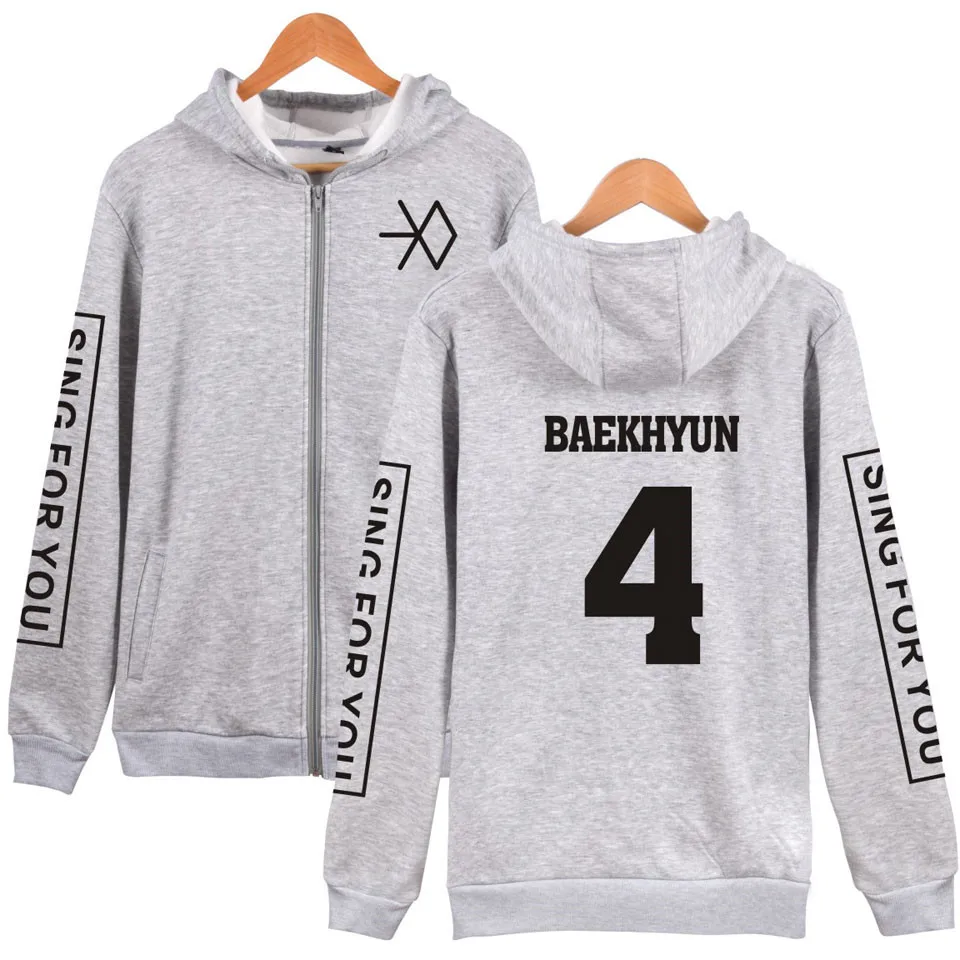 K-Pop Zipper Exo Chan Yeol Kris Unisex Hoodies K-Pop Zipper Exo Chan Yeol Kris Unisex Hoodies