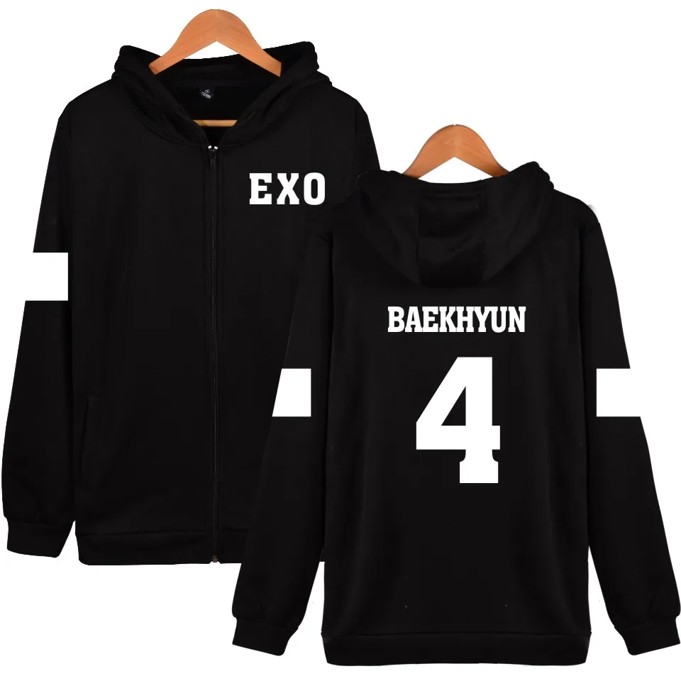 K-Pop EXO Unisex Zipper Casual Warm Hoodies
