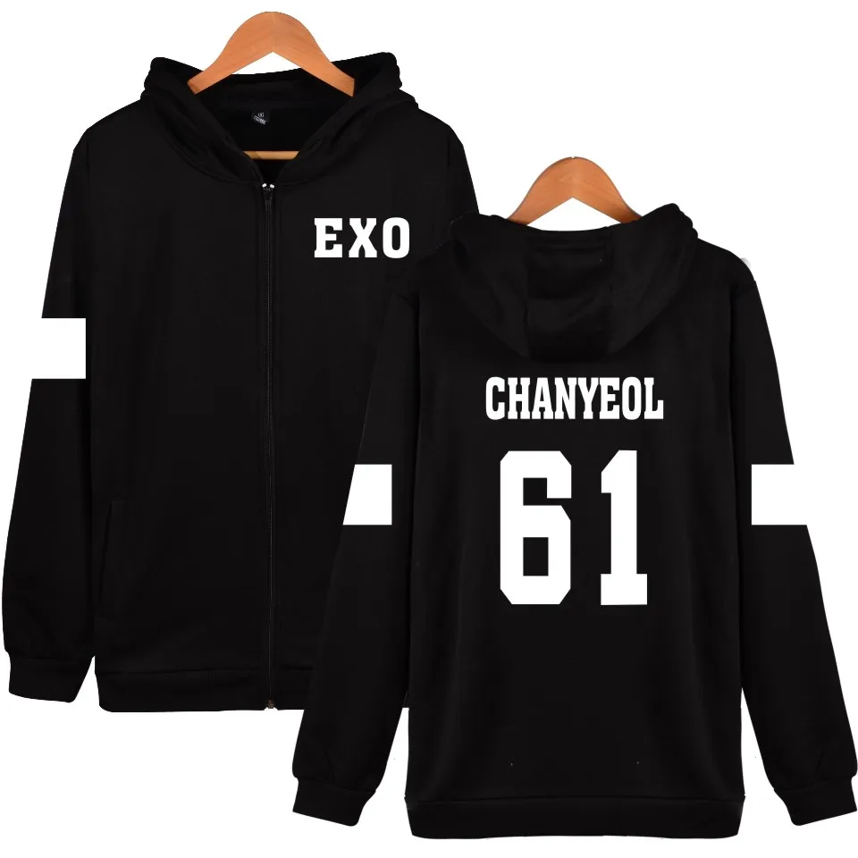 K-Pop EXO Unisex Zipper Casual Warm Hoodies