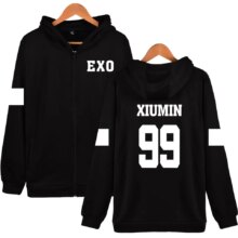 K-Pop EXO Unisex Zipper Casual Warm Hoodies K-Pop EXO Unisex Zipper Casual Warm Hoodies