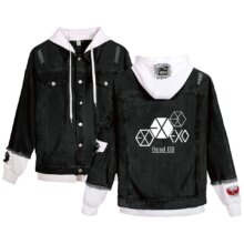 EXO Jeans Harajuku Print Denim Jacket EXO Jeans Harajuku Print Denim Jacket