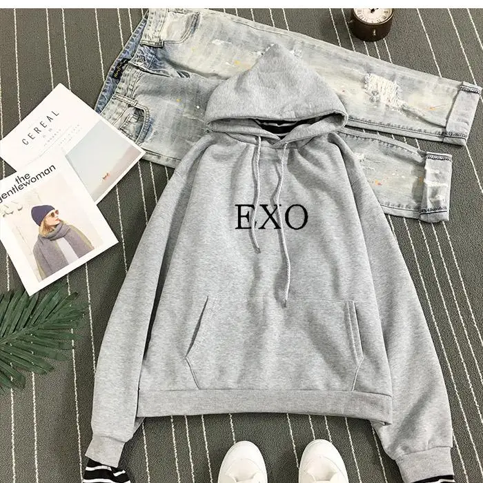 Exo K-Pop Long Sleeve Striped Style Hoodies